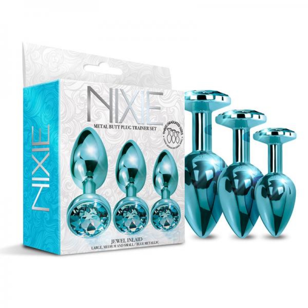 Nixie Metal Butt Plugtrainerset 3-piece Blue Metallic - Global Novelties Llc