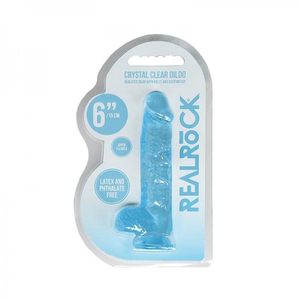 Blue Realrock Crystal Clear Realistic Dildo with Balls 6-Inch