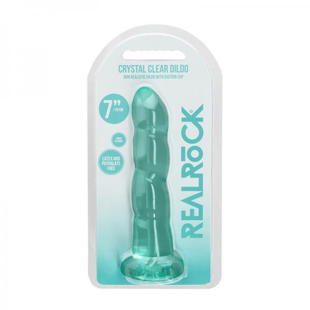 Realrock Crystal Clear Non-Realistic Dildo - 7 Inches Turquoise