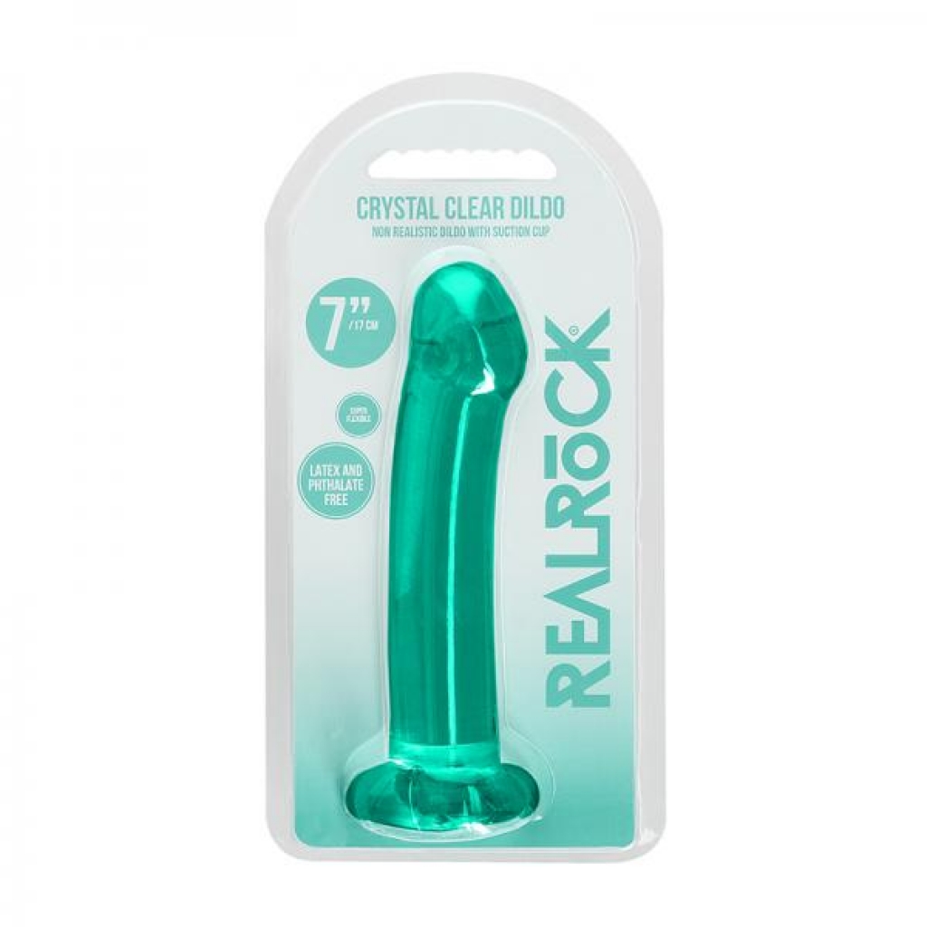 Crystal Clear Non-Realistic Dildo with Suction Cup - Turquoise