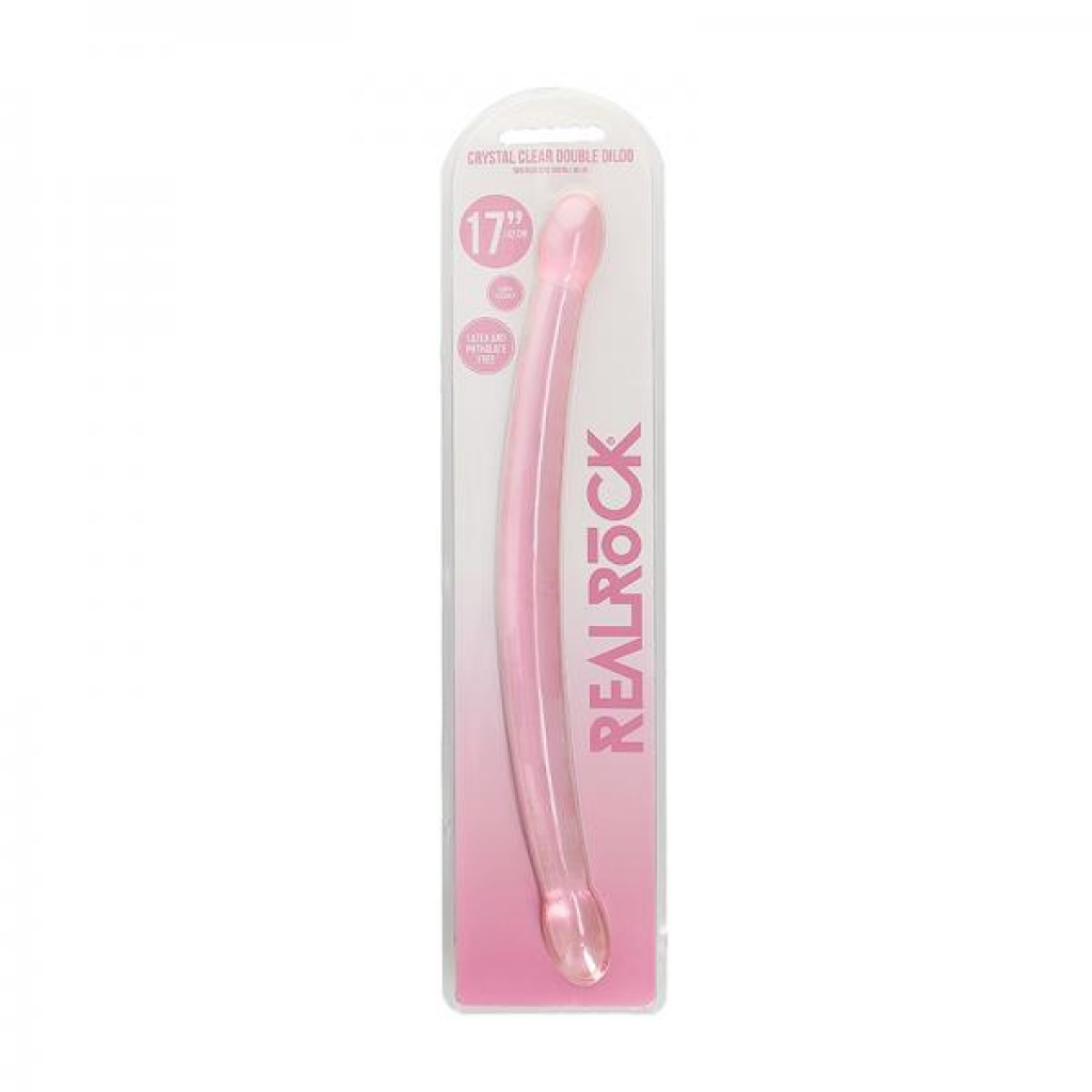 Realrock Crystal Clear Non-realistic Double Dong - 17 In. Pink