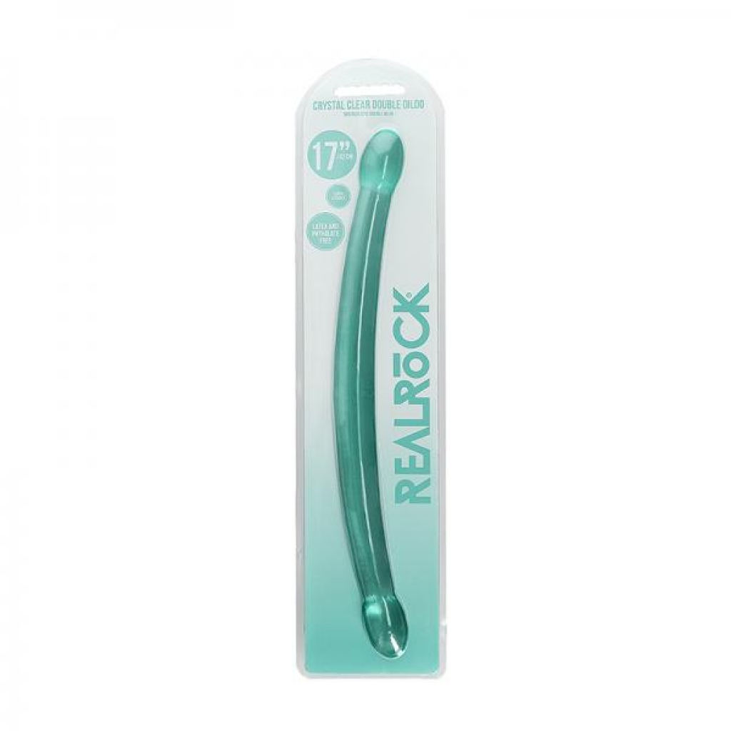 Realrock Crystal Clear Non-realistic Double Dong - 17 In. Turquoise