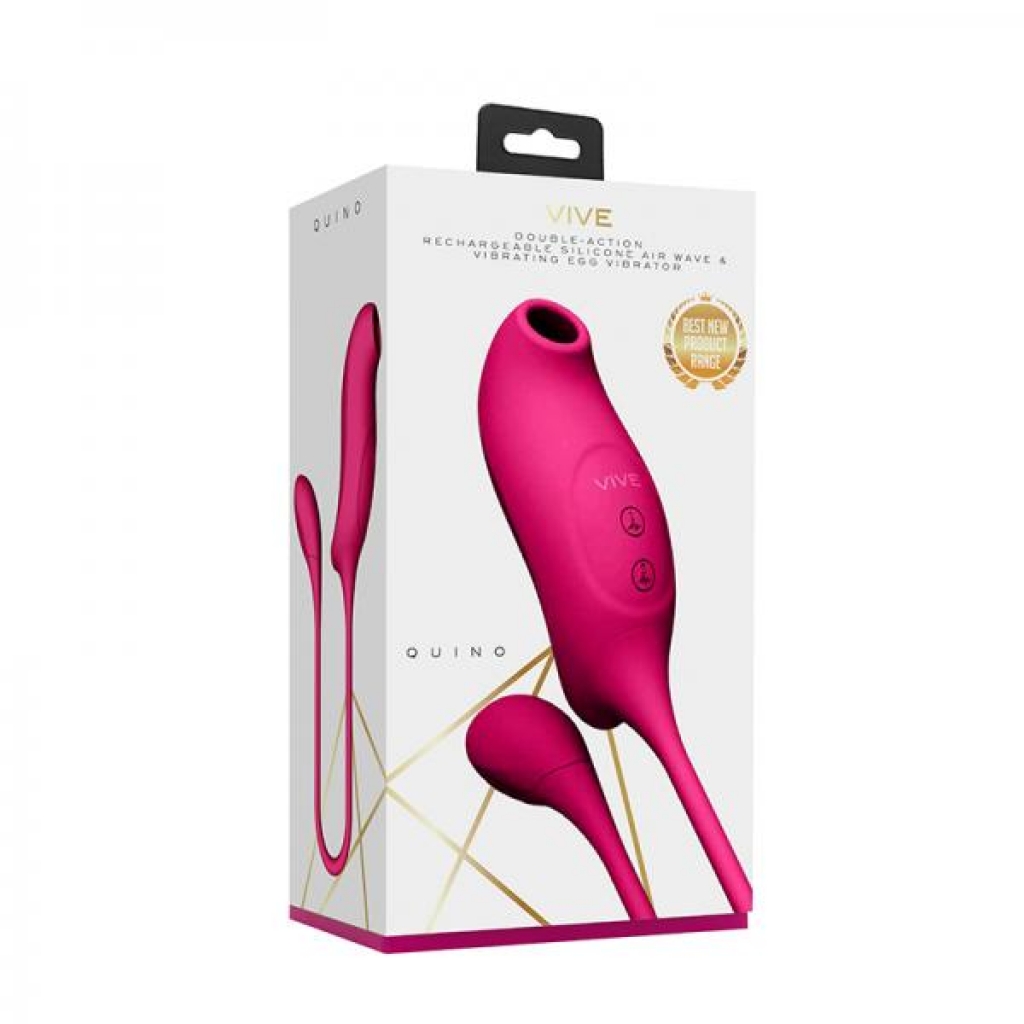 Vive Quino Air Wave & Vibrating Egg Vibrator Pink - Shots America Llc