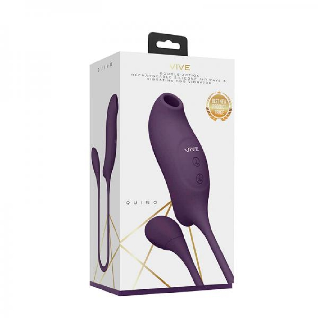 Vive Quino Air Wave & Vibrating Egg Vibrator Purple - Shots America Llc