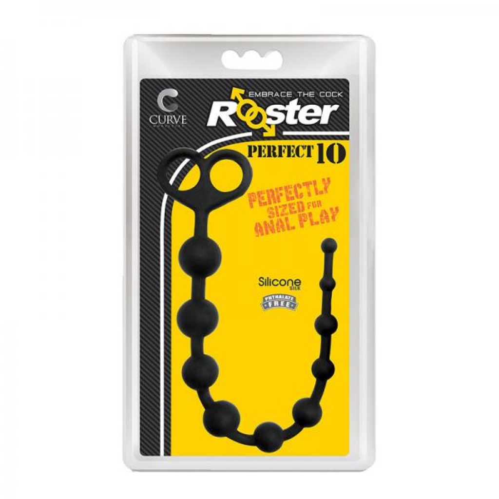 Rooster Perfect 10 Anal Beads - Black