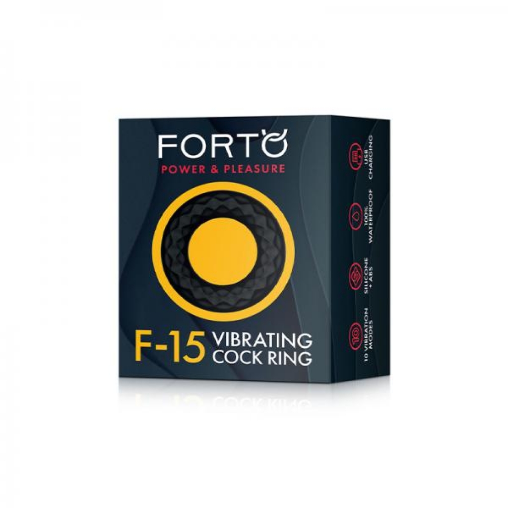 Forto F-15: Silicone Vibrating Cock Ring Black - Vvole Llc