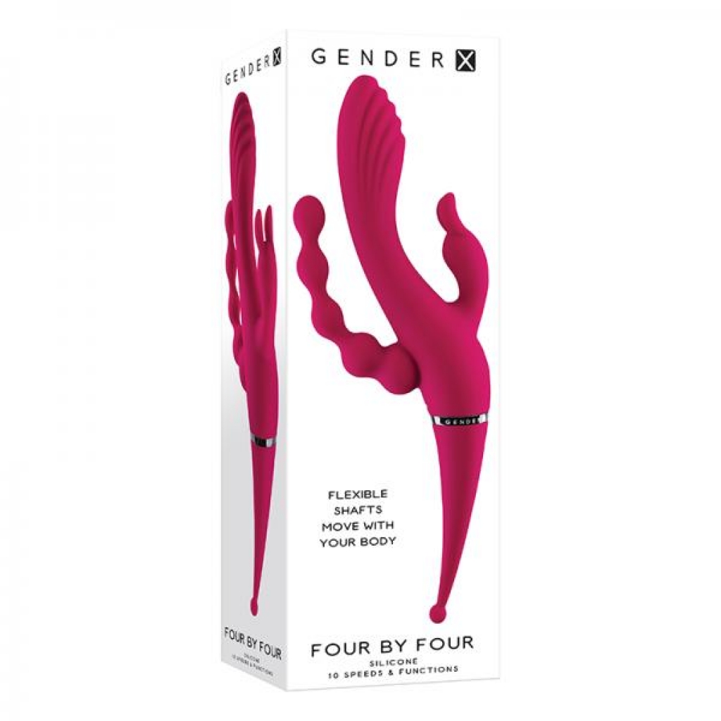 Gender X Four By Four Multi Stimulator Burgundy - Evolved Novelties