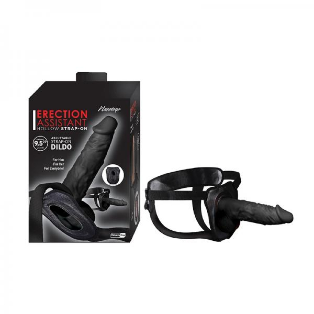 Erection Assistant Hollow Strap-on 9.5 In. Black - Nasstoys