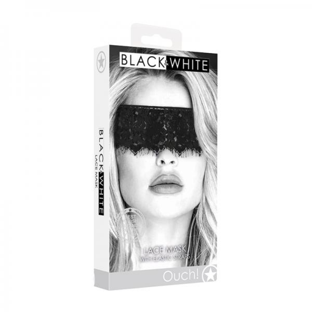 Ouch! Black & White Lace Mask With Elastic Straps Black - Shots America Llc