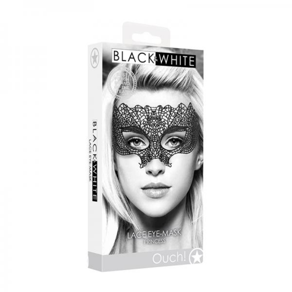 Ouch! Black & White Lace Eye Mask - Princess Black