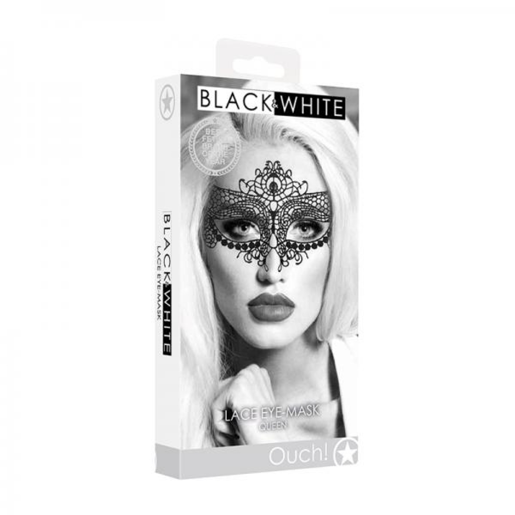 Ouch! Black & White Lace Eye Mask Queen Black - Shots America Llc