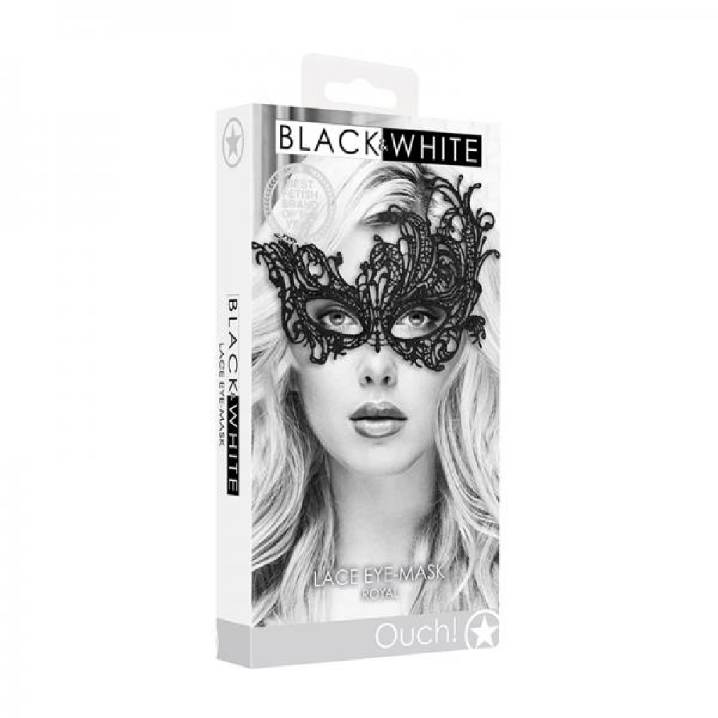 Ouch! Black & White Lace Eye Mask - Royal Black