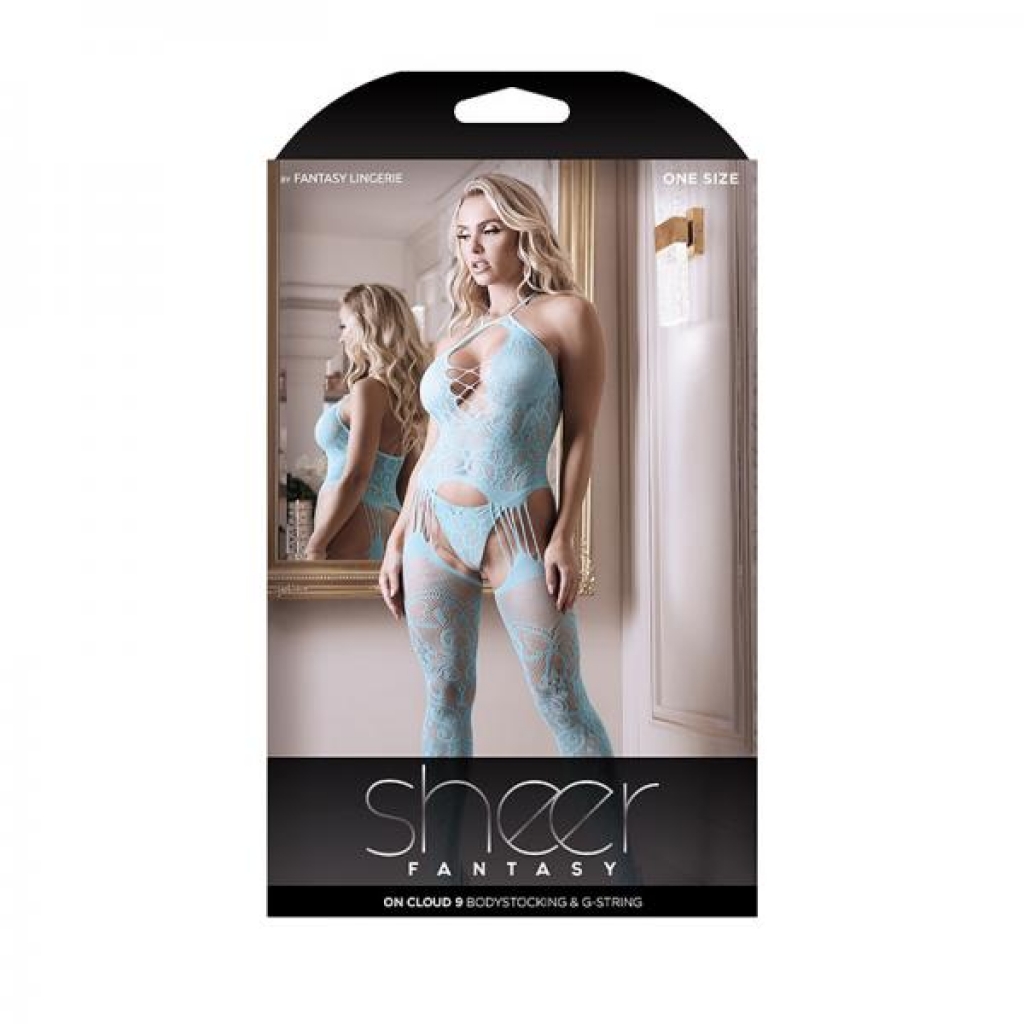 Sheer On Cloud 9 Bodystocking & G-String - Light Blue O/S