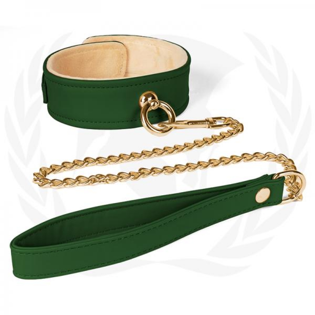 Spartacus Plush Lined PU Collar with Chain Leash