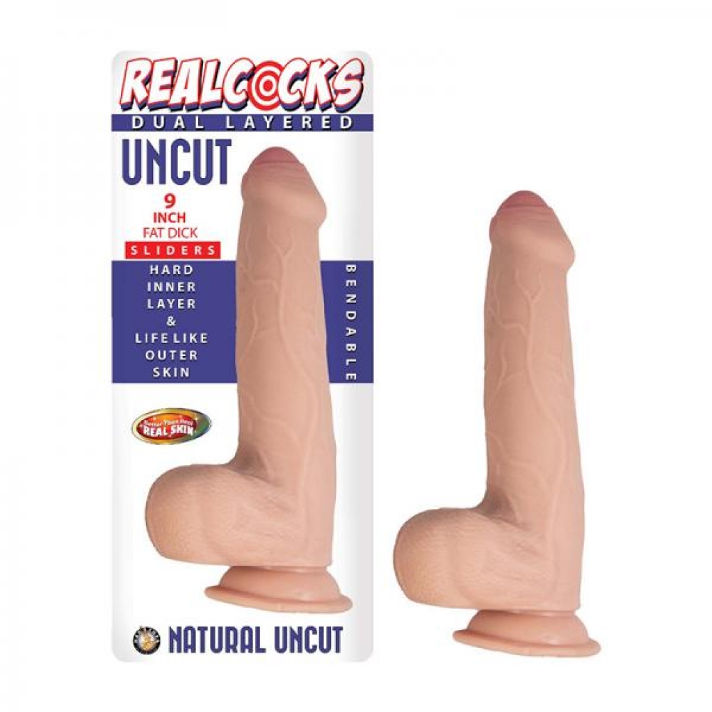 Realcocks Dual Layered Uncut Slider Fat Dick 9 In. Light - Nasstoys