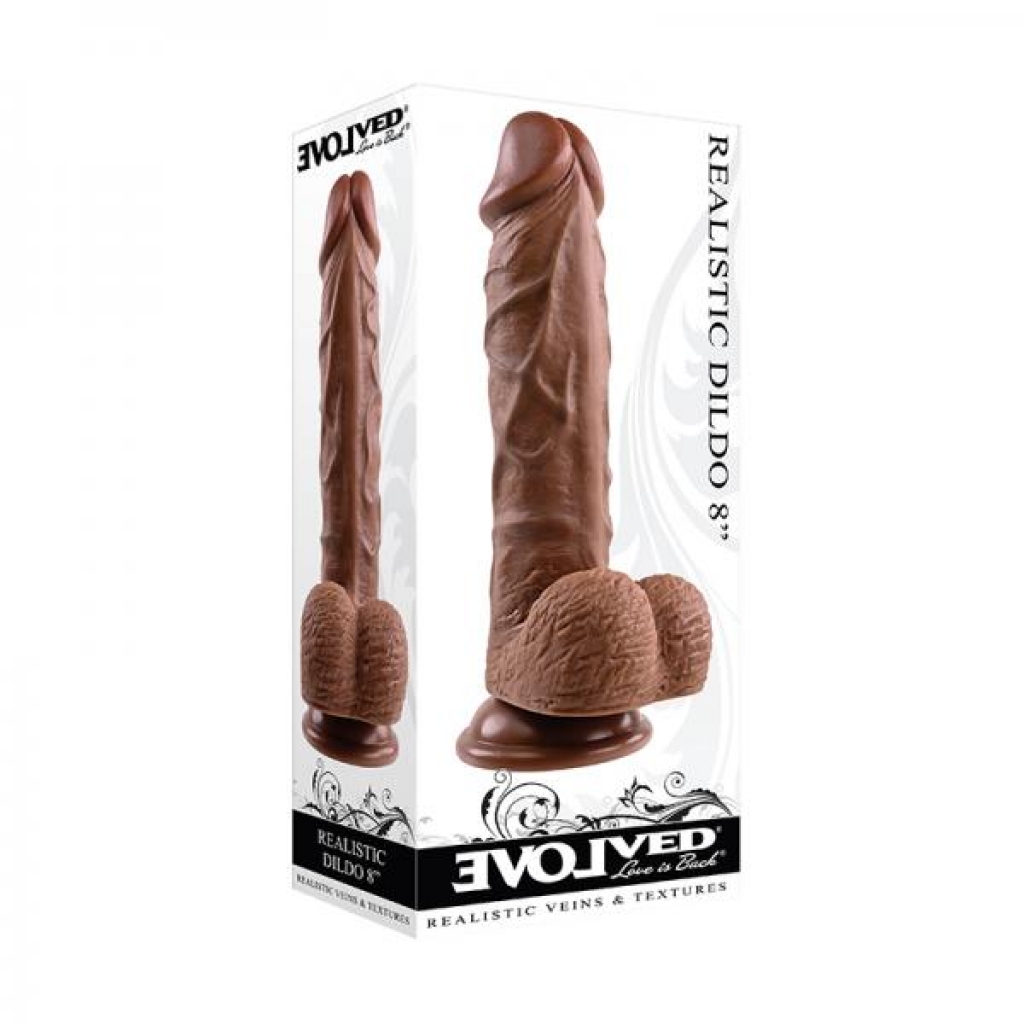 Evolved Realistic Dildo With Balls 8 In. Dark - Evolved Novelties