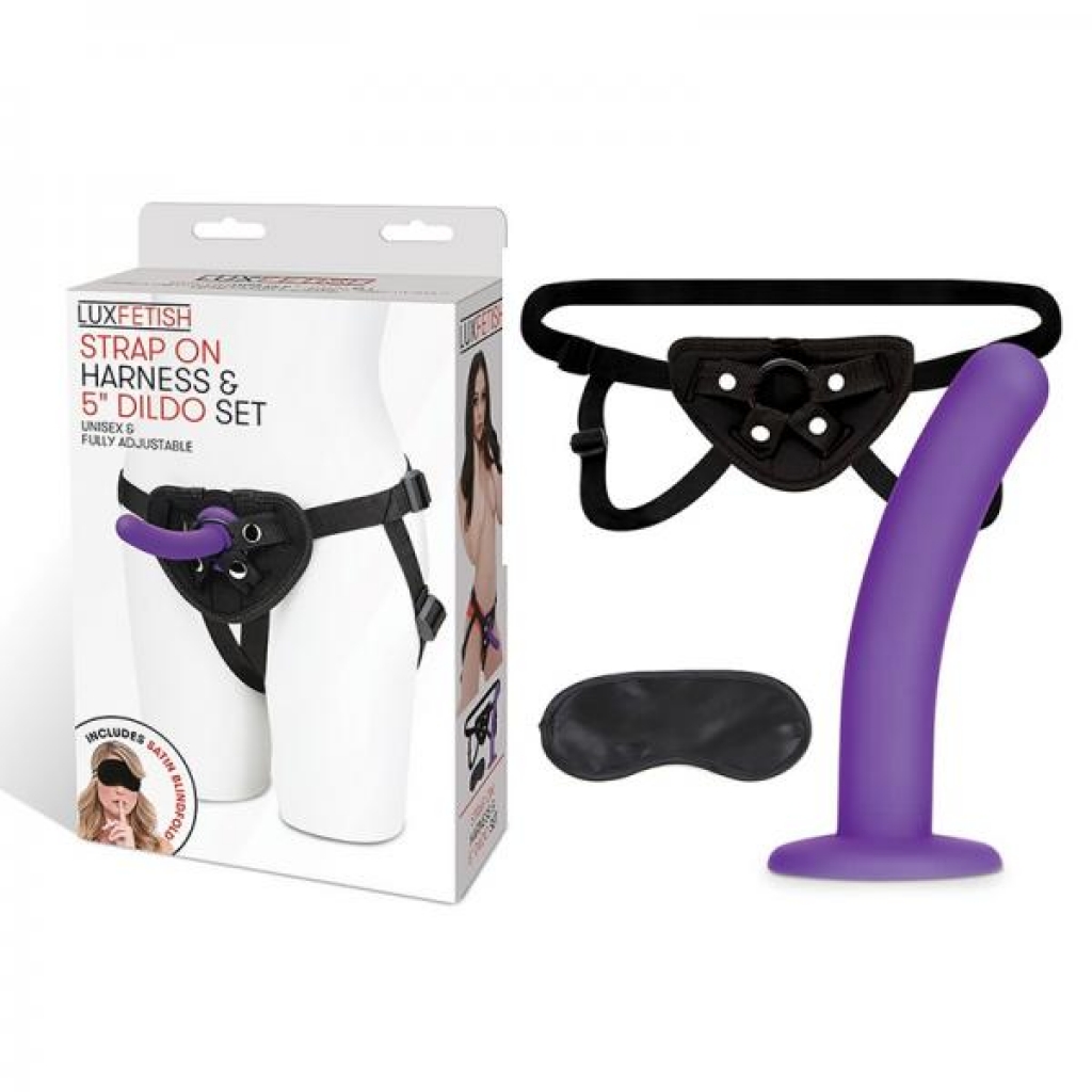 Lux Fetish Strap-on Harness with 5-Inch Dildo Set