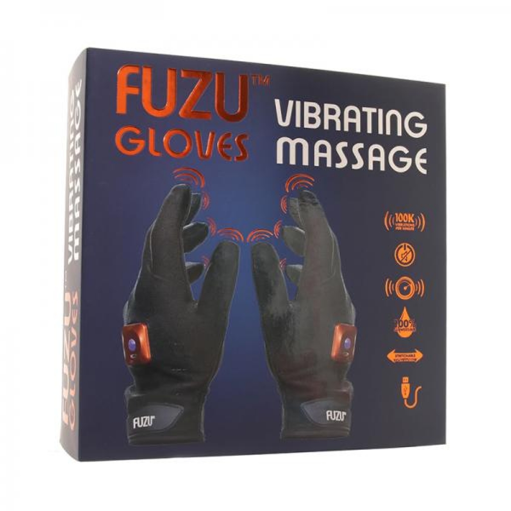 Fuzu Rechargeable Vibrating Massage Gloves Left & Right Hand Black - Deeva
