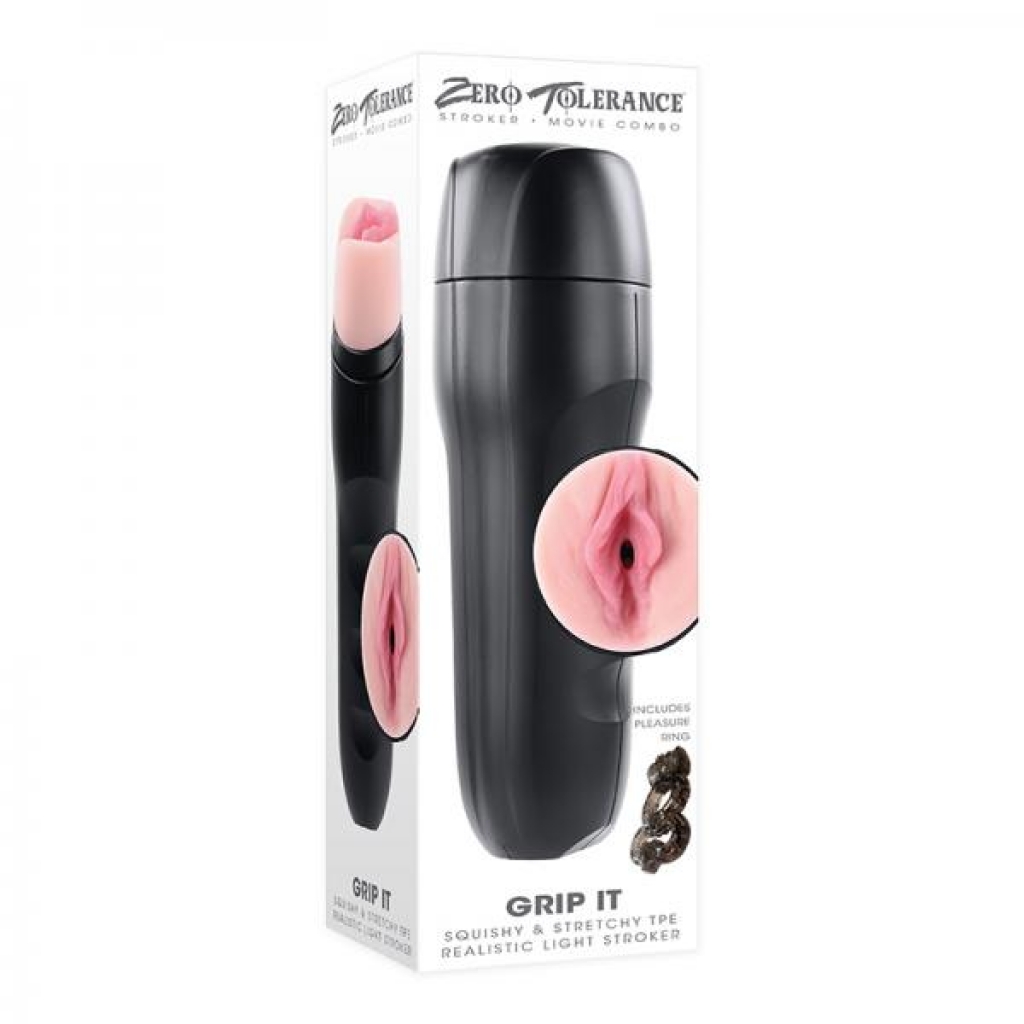 Zero Tolerance Grip It Realistic Vagina Stroker With Movie Download Beige - Evolved Novelties