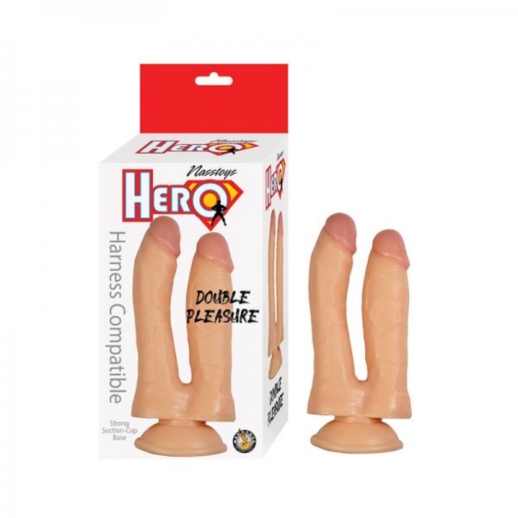 Hero Double Pleasure Double Dildo Silicone White - Nasstoys