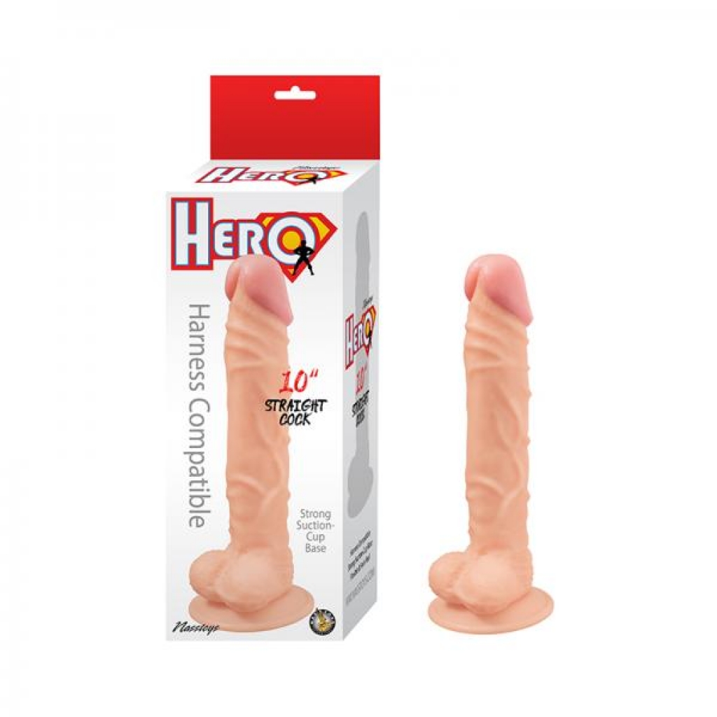 Hero Straight Cock 10 In. White - Nasstoys