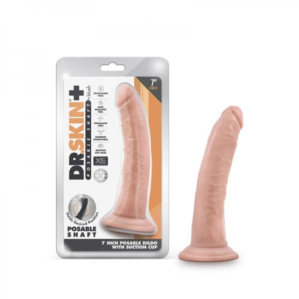 Dr. Skin Plus 7 In. Posable Dildo Vanilla - Vee International Inc.