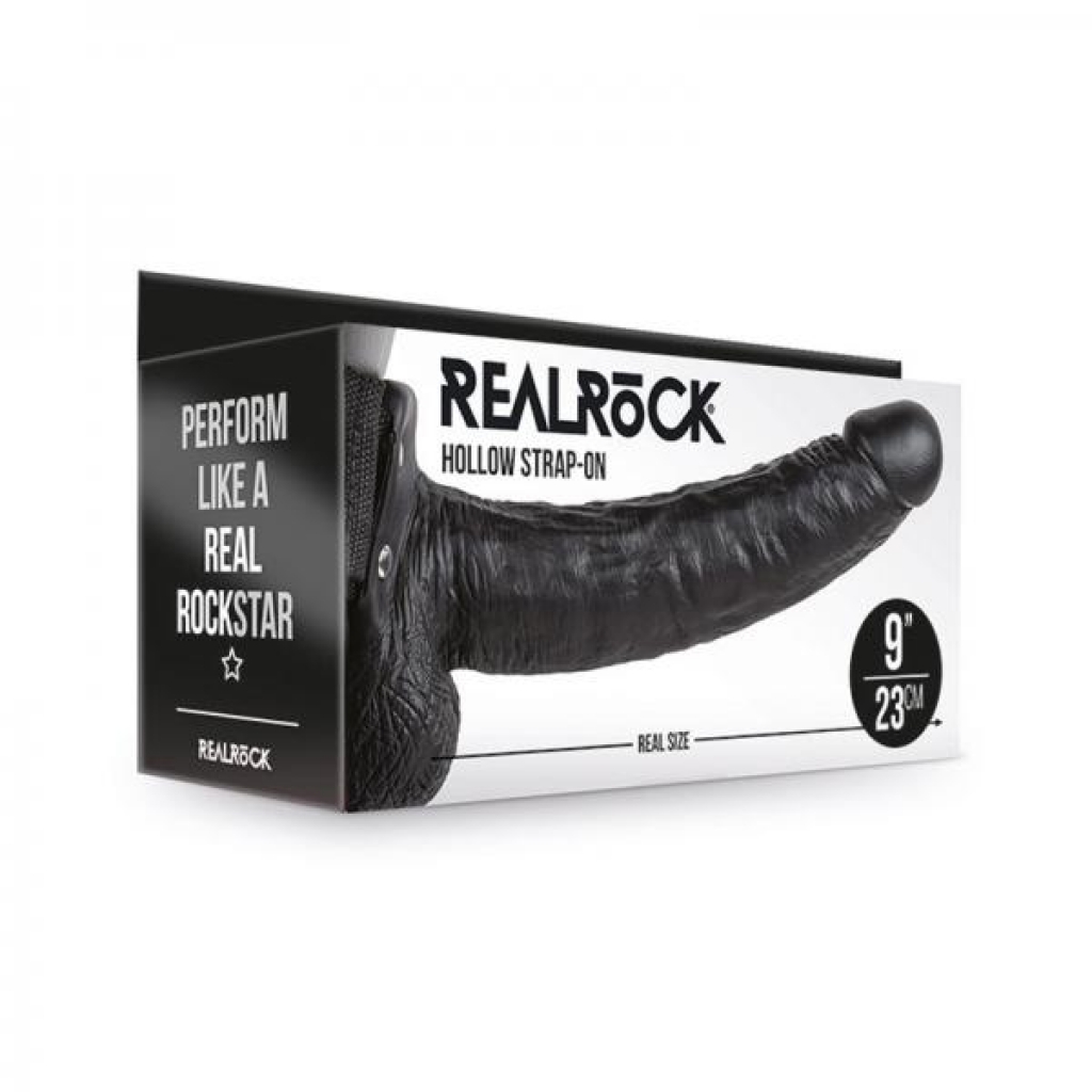 Realrock Hollow Strap-on With Balls - 9 In. Chocolate