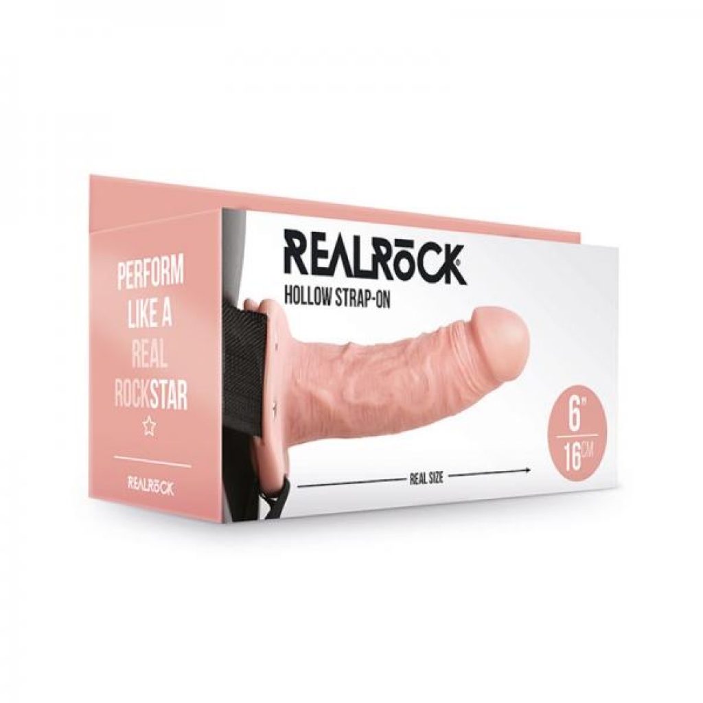 Realrock Hollow Strap-on Without Balls 6 In. Vanilla - Shots America Llc