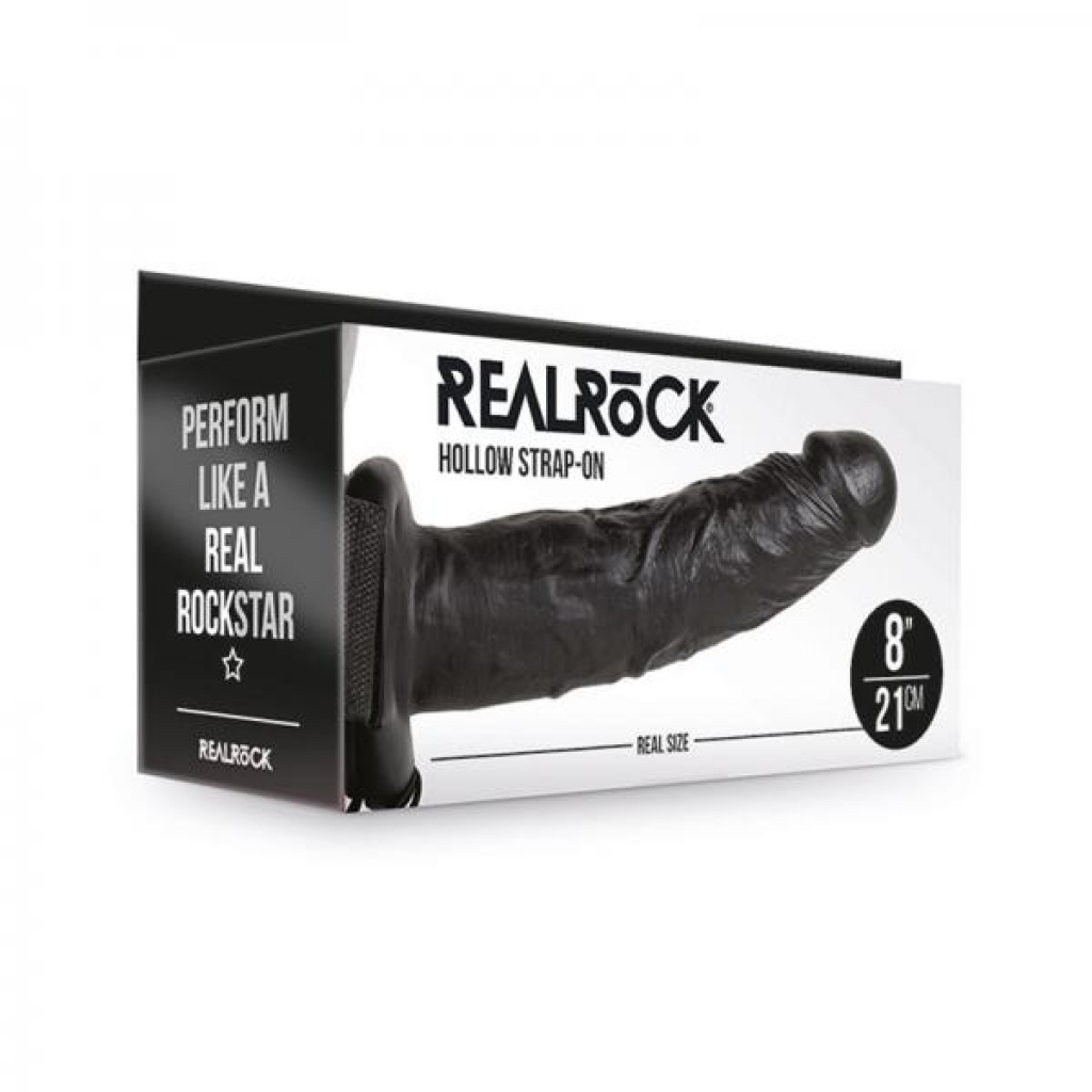 Realrock Hollow Strap-On Without Balls - 8 Inches - Chocolate