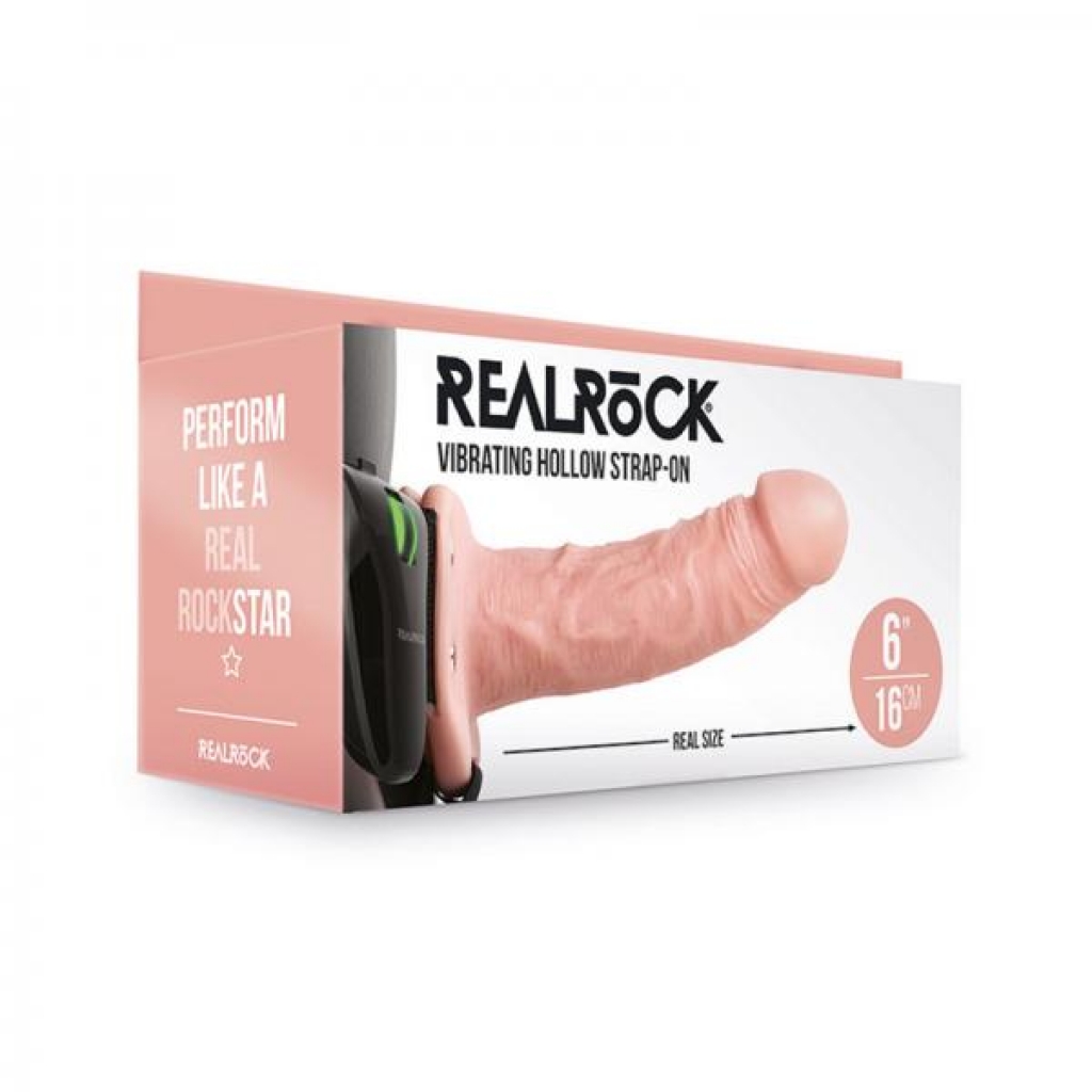 Realrock Vibrating Hollow Strap-on Without Balls 6 In. Vanilla - Shots America Llc