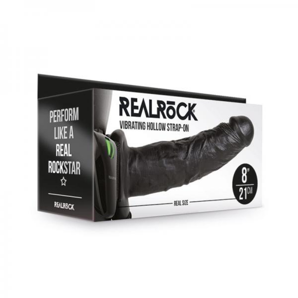 Realrock Vibrating Hollow Strap-on Without Balls 8 In. Chocolate - Shots America Llc