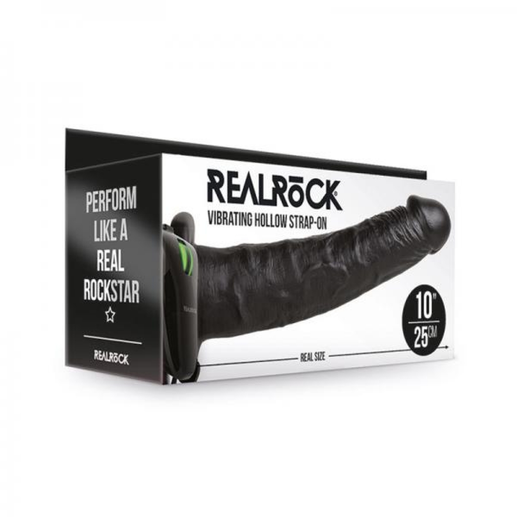 Realrock Vibrating Hollow Strap-on Without Balls - 10 In. Chocolate