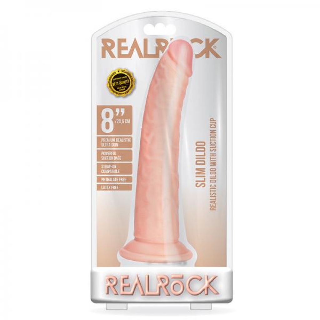 Realrock Slim Realistic Dildo With Suction Cup 8 In. Vanilla - Shots America Llc