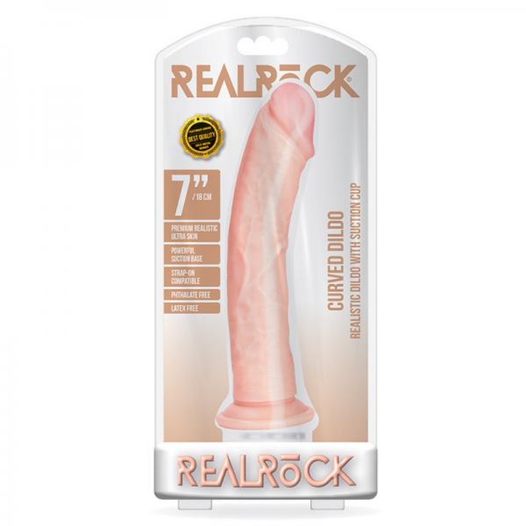 Realrock Curved Realistic Dildo With Suction Cup - 7 In. Vanilla