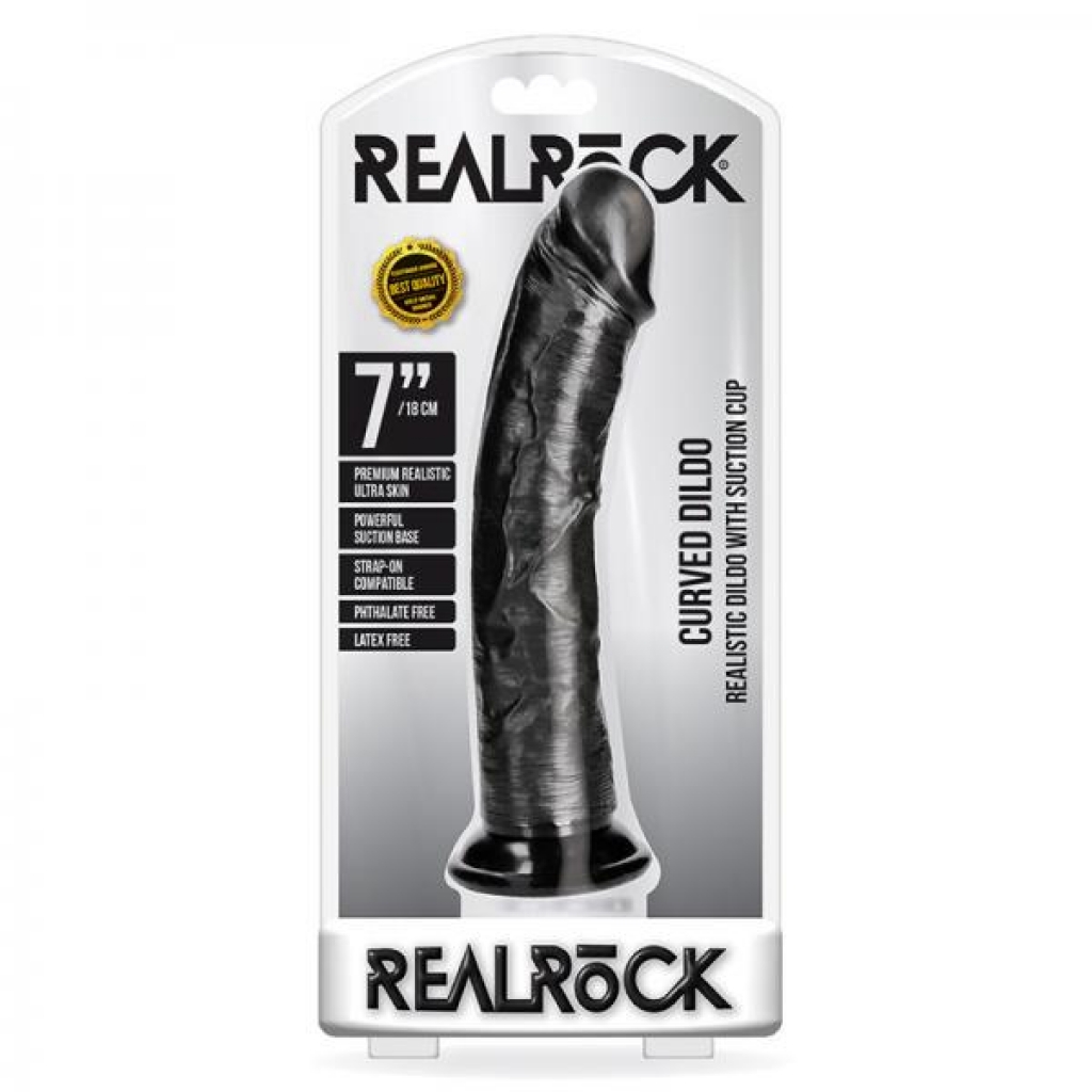 Realrock Curved Realistic Dildo With Suction Cup - 7 In. Chocolate