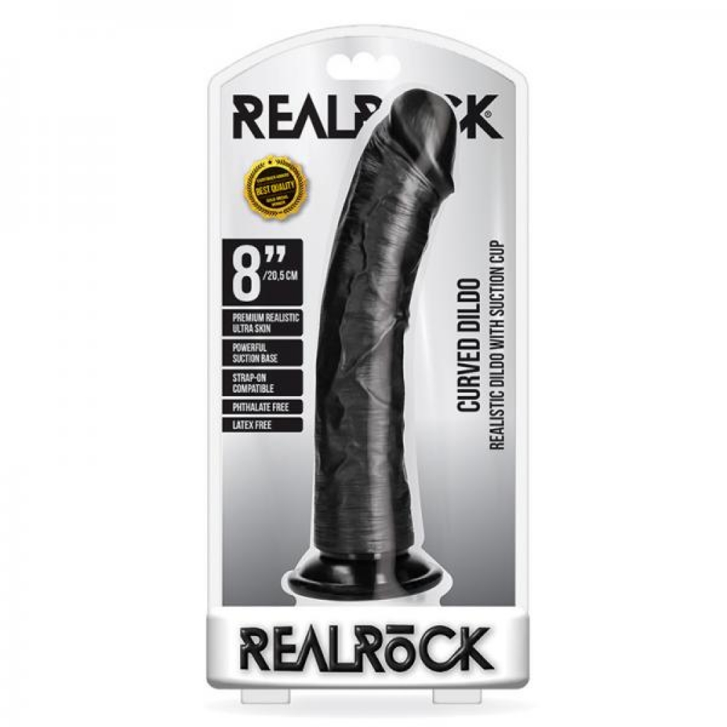 Realrock Curved Realistic Dildo With Suction Cup - 8 In. Chocolate