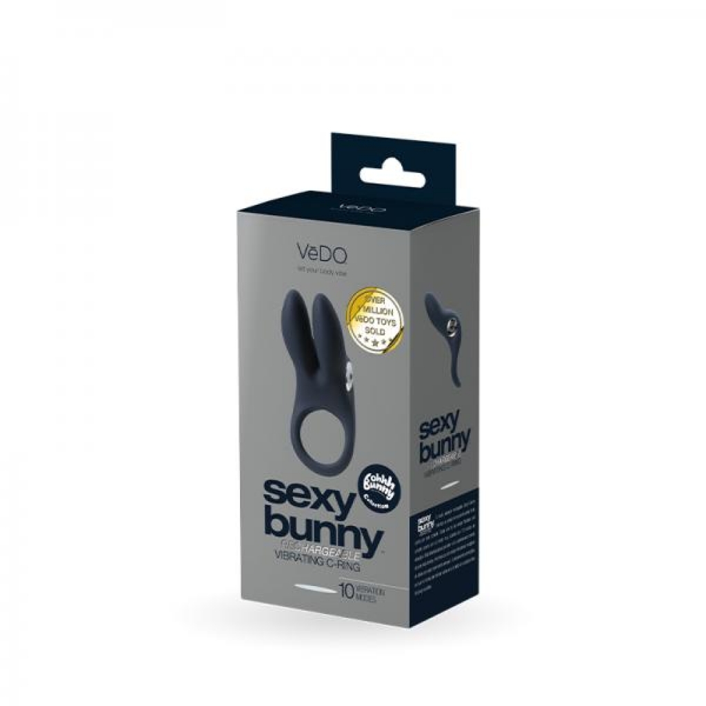 Vedo Sexy Bunny - Rechargeable Vibrating C-ring - Black Pearl