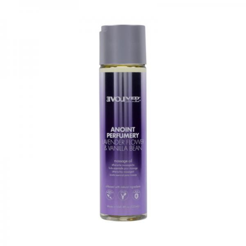 Evolved Anoint Perfumery Lavender Flower & Vanilla Bean Massage Oil 4 Oz. - Evolved Novelties