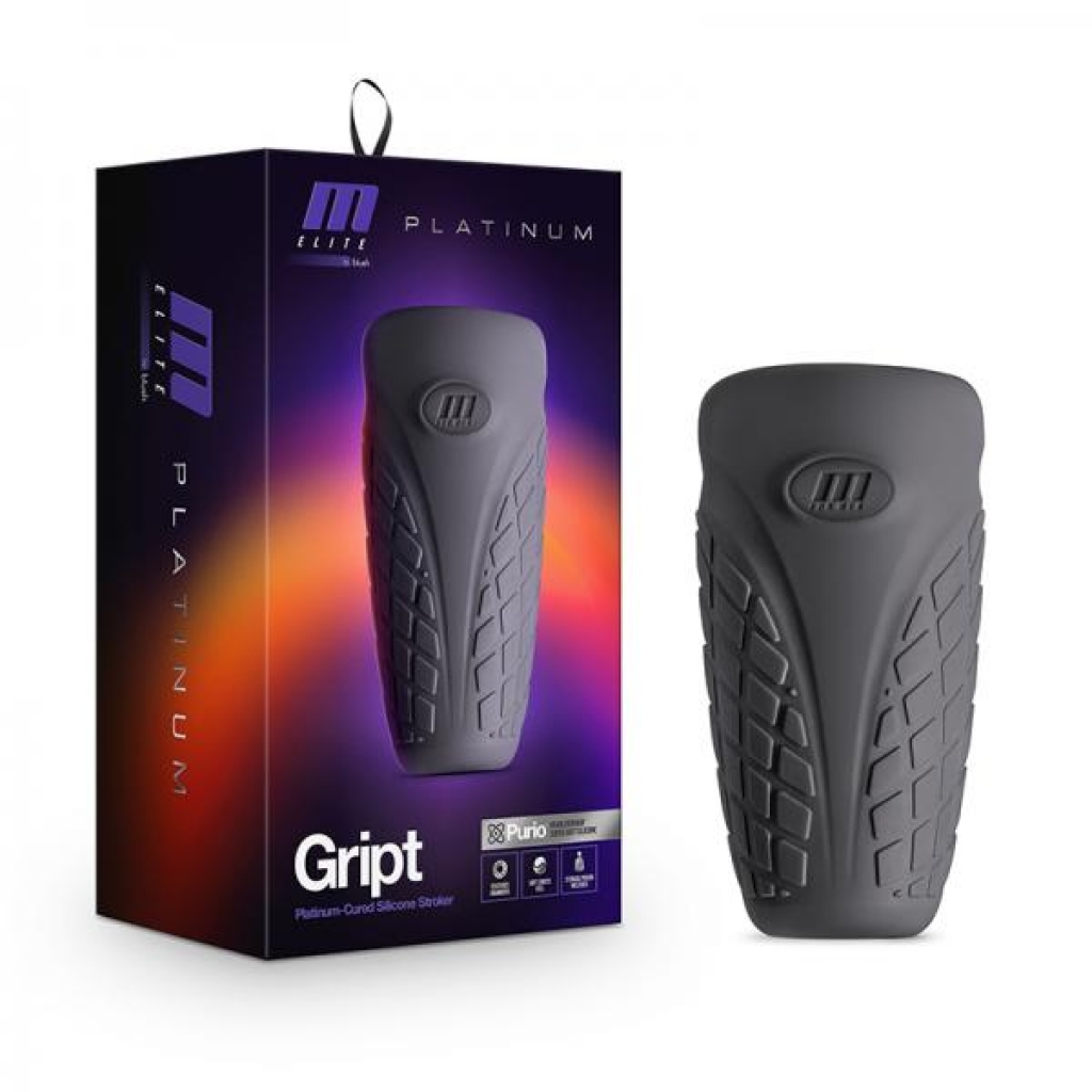 M Elite Platinum Gript Silicone Stroker Black - Vee International Inc.