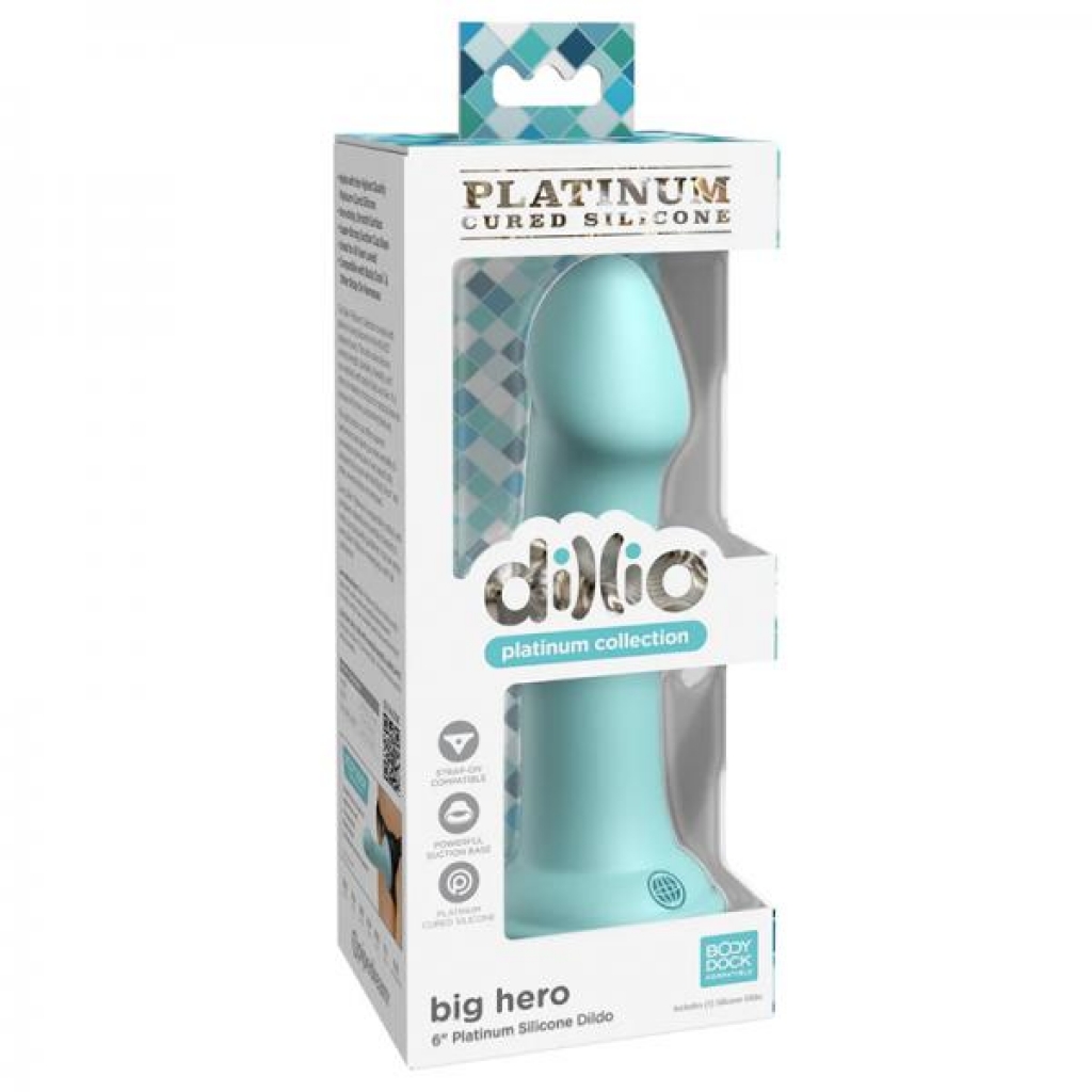 Dillio Platinum Big Hero Silicone Dildo 6 In. Teal - Pipedream Products