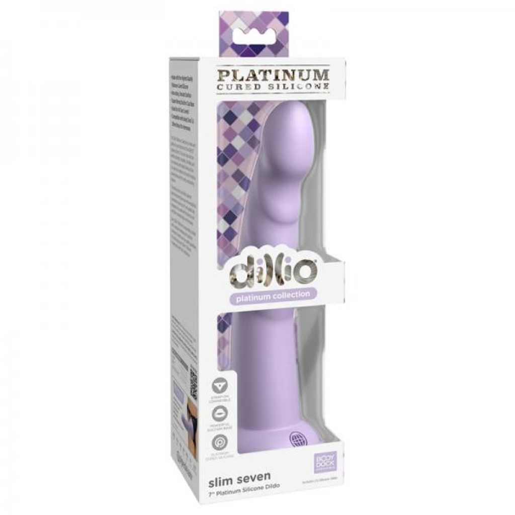 Dillio Platinum Slim Seven Silicone Dildo 7 In. Purple - Pipedream Products