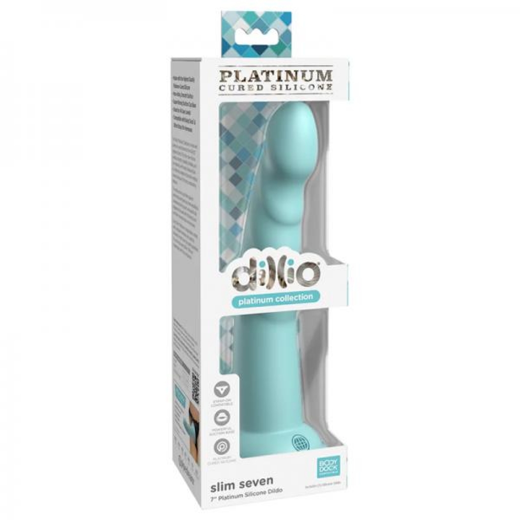 Dillio Platinum Slim Seven Silicone Dildo 7 In. Teal - Pipedream Products