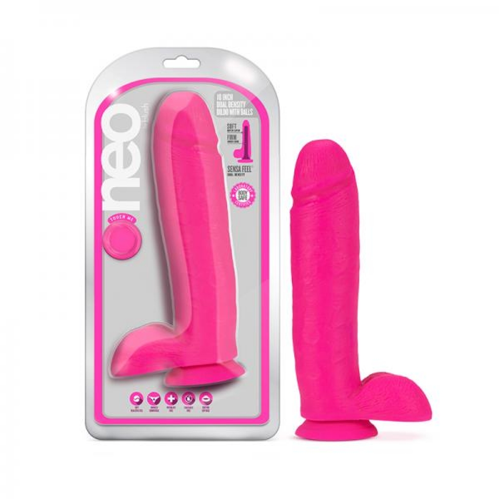 Neo Dual Density Dildo 10 In. Neon Pink - Vee International Inc.