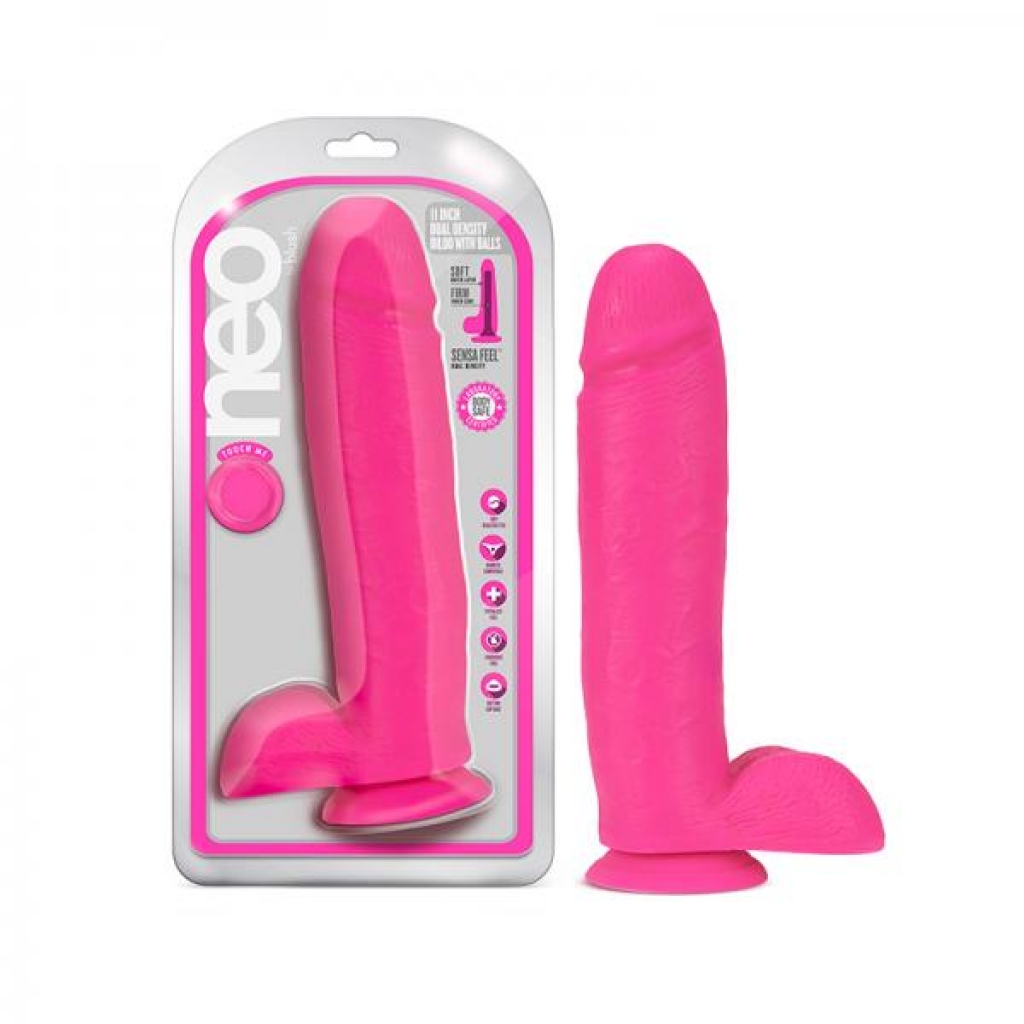 Neo Dual Density Dildo 11 In. Neon Pink - Vee International Inc.