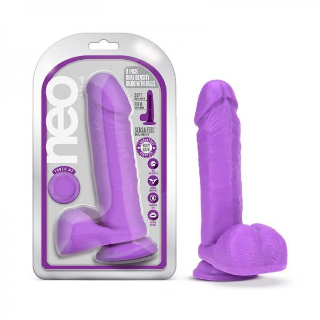 Neo Dual Density Dildo: 8-Inch Neon Purple