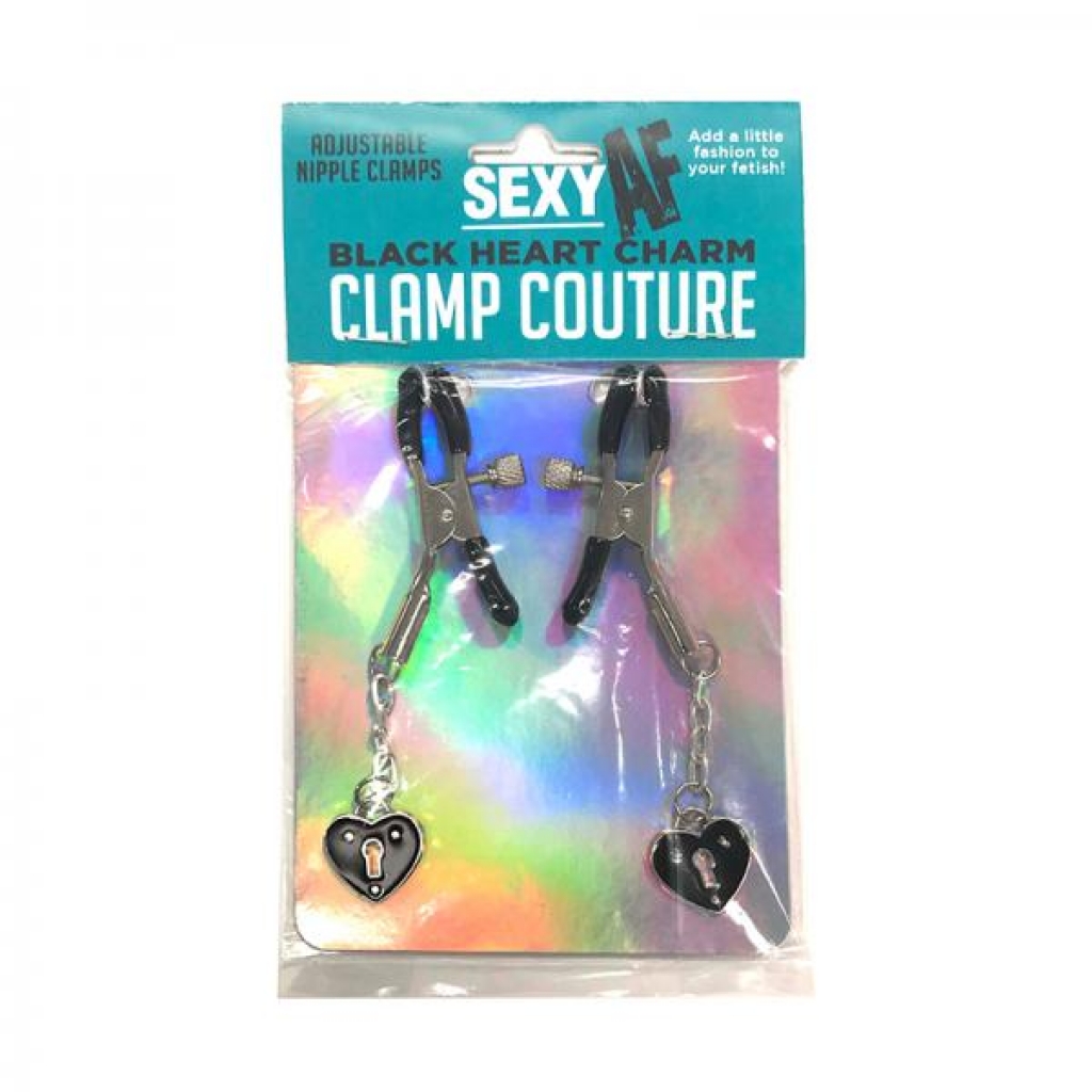 Af Sexy Nipple Clamps Black Hearts - Little Genie Productions