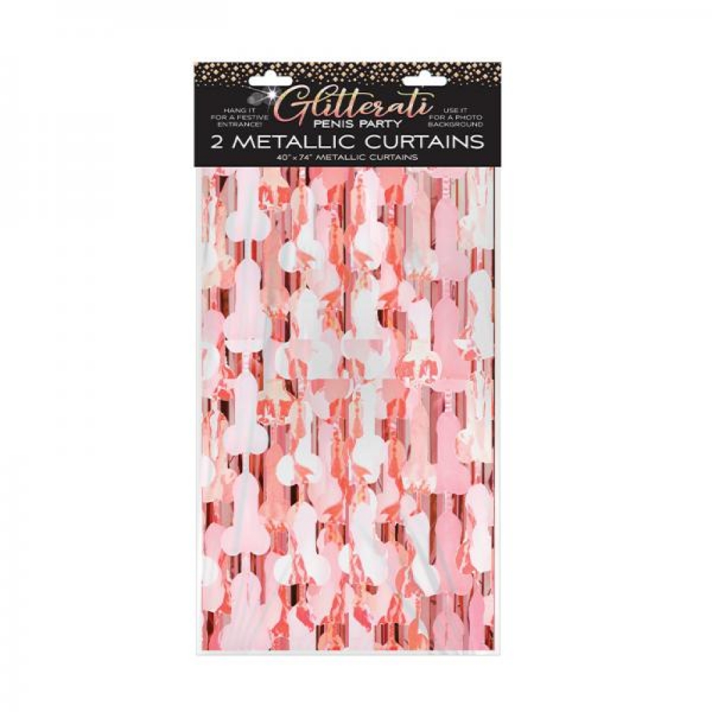 Glitterati Penis Foil Curtain 2-piece Set - Little Genie Productions