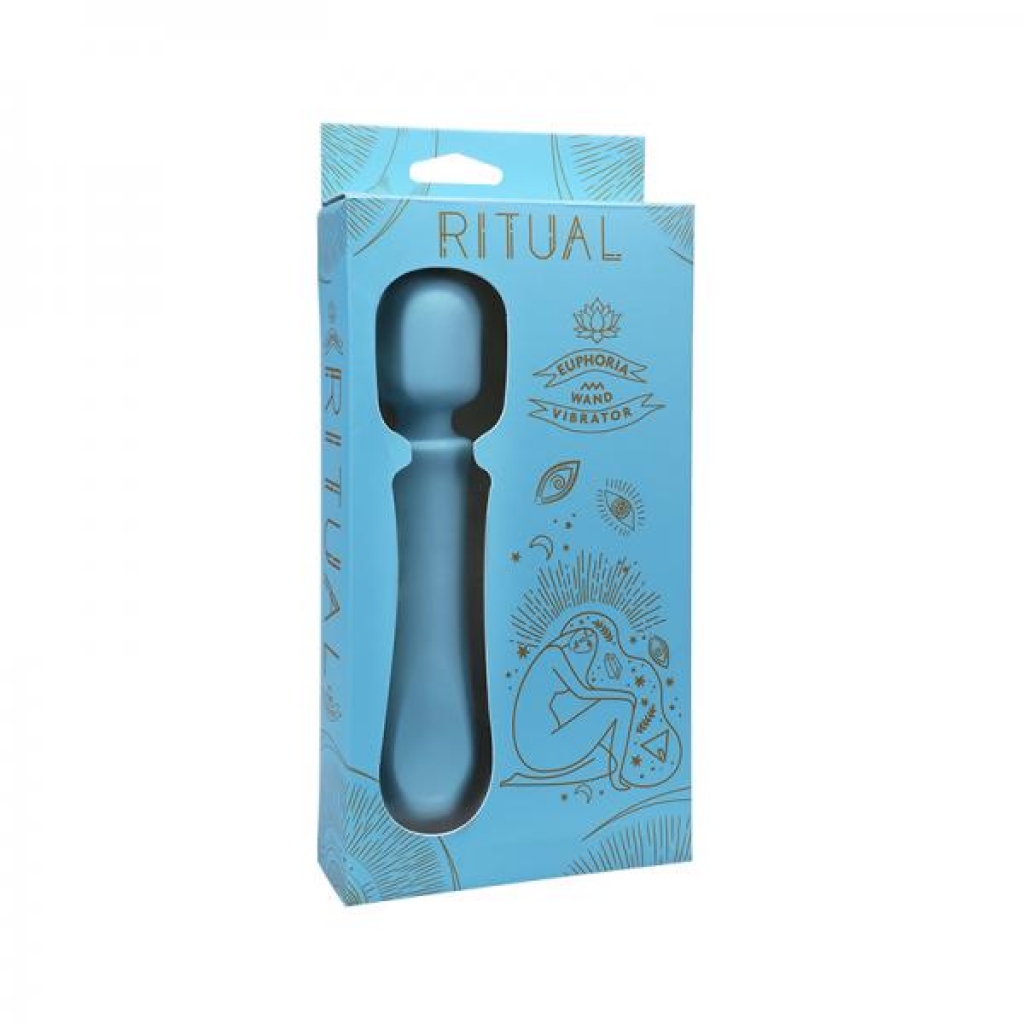 Ritual Euphoria Rechargeable Silicone Wand Vibe Blue - Doc Johnson