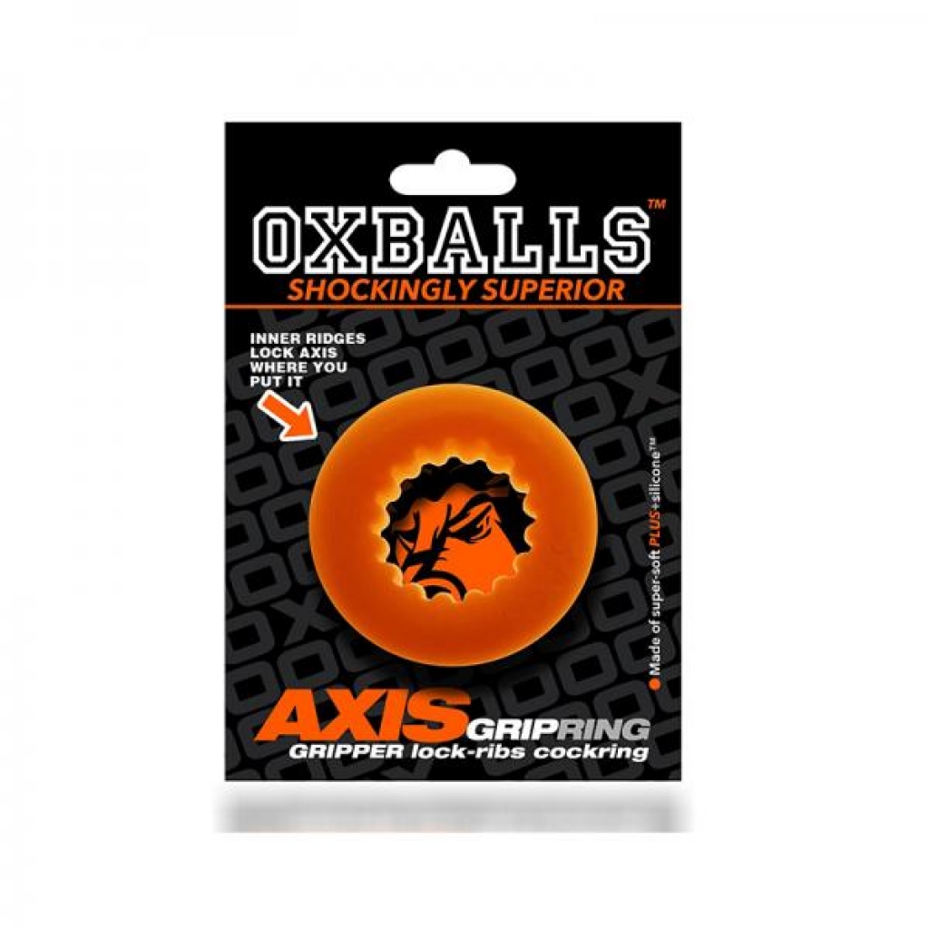 Oxballs Axis: Rib Griphold Cockring in Orange Ice