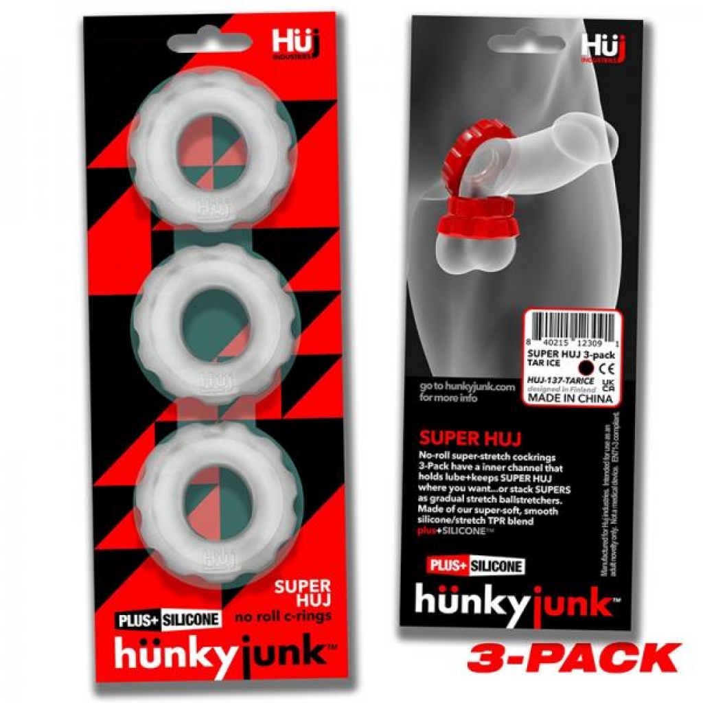 Hunkyjunk Superhuj Cockrings - 3 Pack Clear Ice